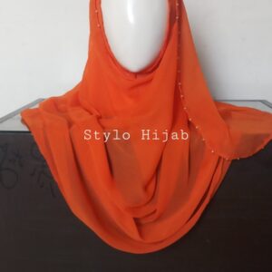 Orange Pinless Beaded Hijab