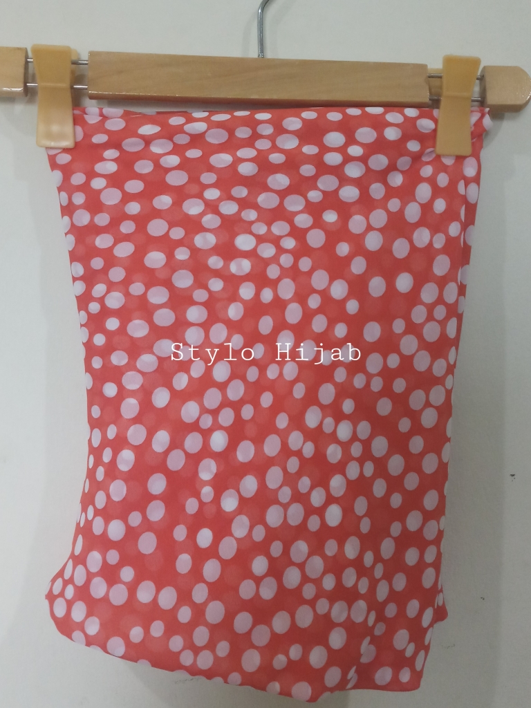 Printed orange Square Hijab - Image 2