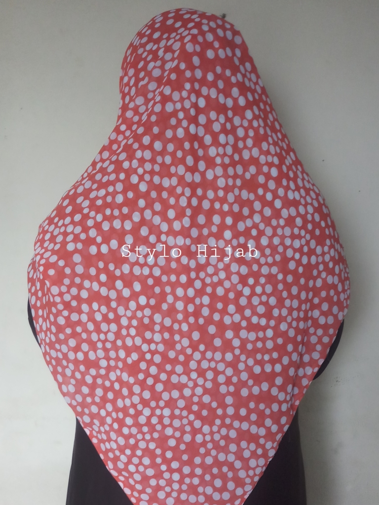 Printed orange Square Hijab