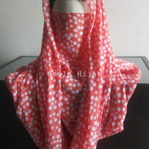 Orange Printed Misri Hijab/ Niqab