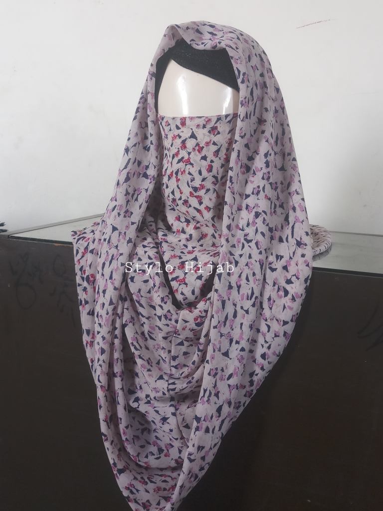 Silver Printed Misri Hijab - Image 2