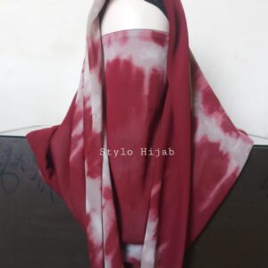 Printed Maroon Grey Misri Hijab/Niqab