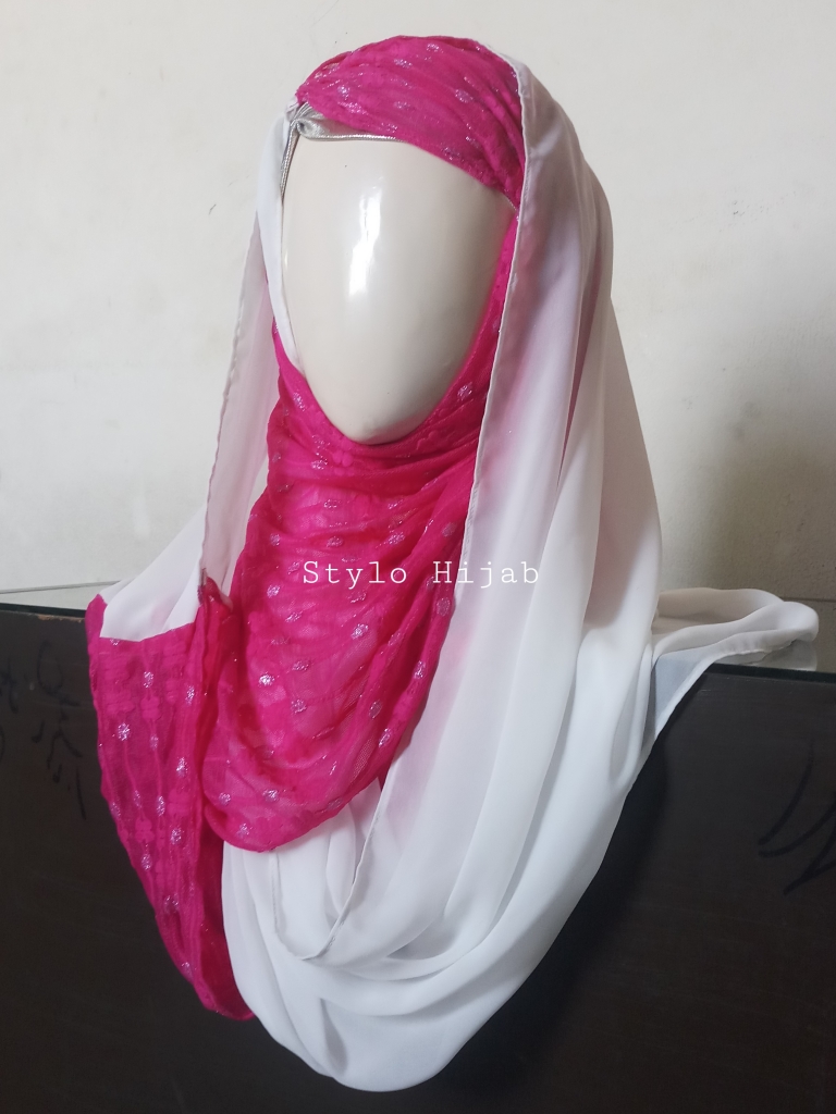 Patched Pleated Hijab - Image 2