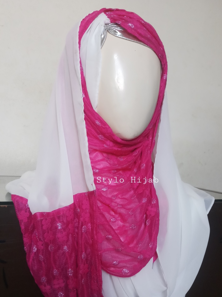 Patched Pleated Hijab - Image 3