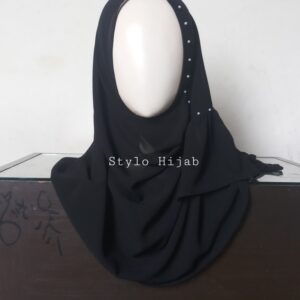 Kids Black Beaded Pinless Hijab