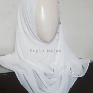 Kids White Mirrored Pinless Hijab