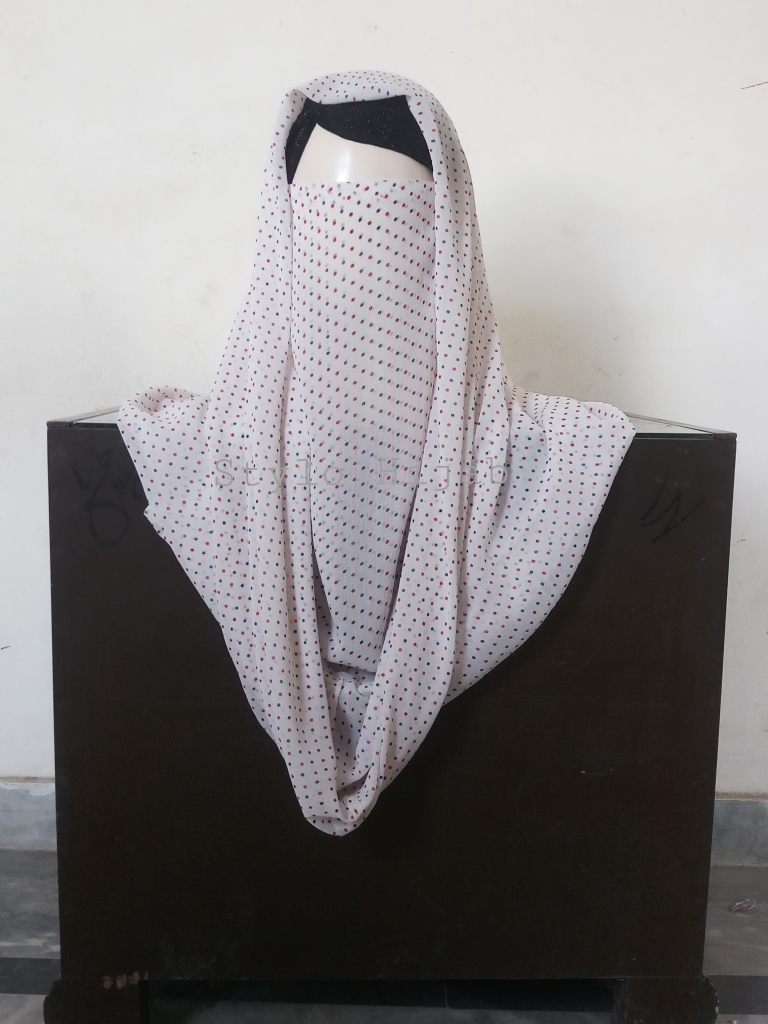 White Printed Misri Hijab