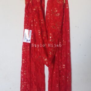 Red Fancy Beaded Hijab