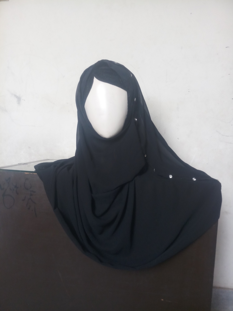 Black Diamondize Double Loop Pinless Hijab - Image 2