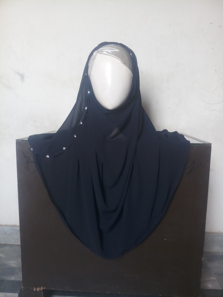 Dark Blue Diamondize Double Loop Pinless Hijab
