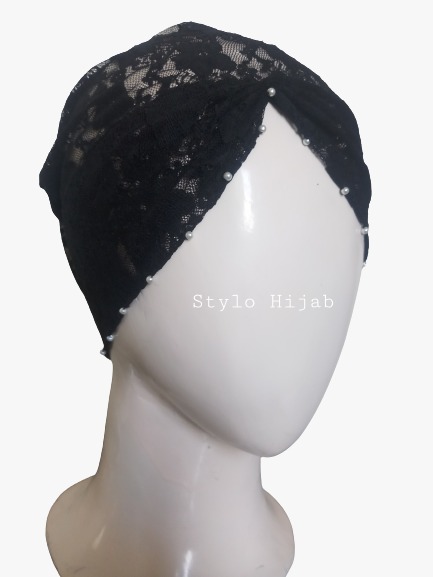 Beaded Black Underscarf - Image 3